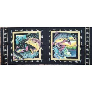 Spring Industries Fabric Panel Trout Fishing 2 Pillow Covers Cotton 42" x 17"